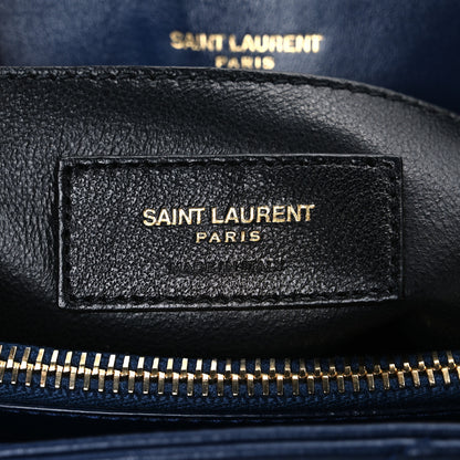 Saint Laurent Calfskin Y Quilted Monogram Small Loulou Chain Satchel Navy 6 of 10