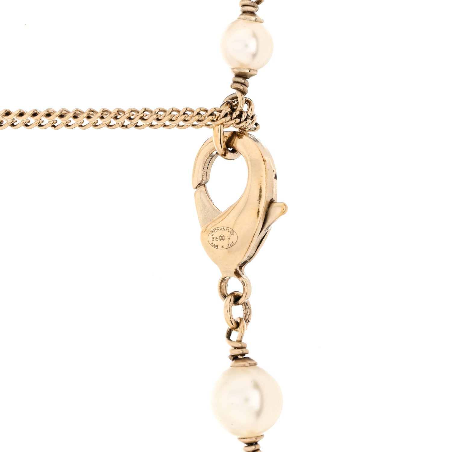 Chanel Pearl Beaded Crystal CC Long Necklace Gold Black White 5 of 5