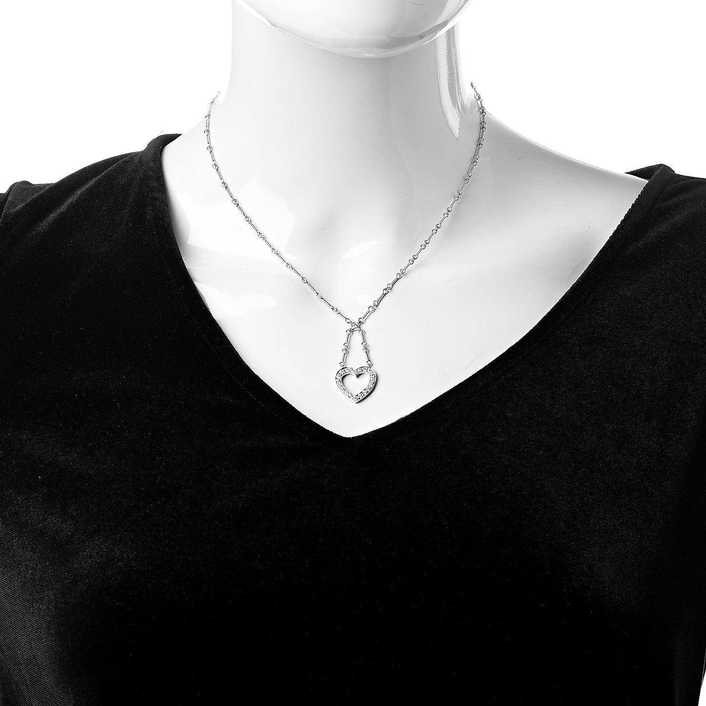 Platinum Diamond Heart Drop Pendant Necklace