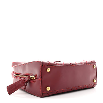 Chanel Calfskin Contrast Stitch Small Surpique Bowler Red 5 of 14