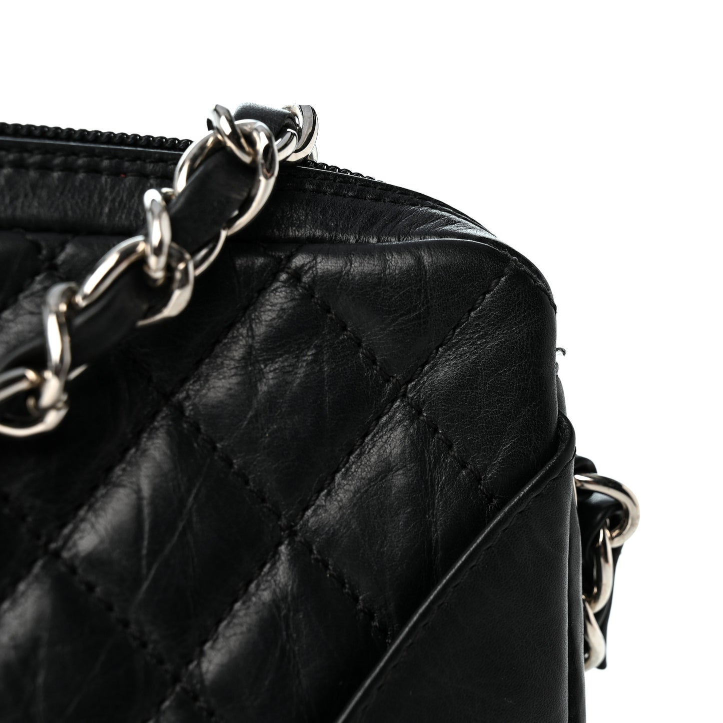 Aged Calfskin Quilted Cotton Club Pochette Black