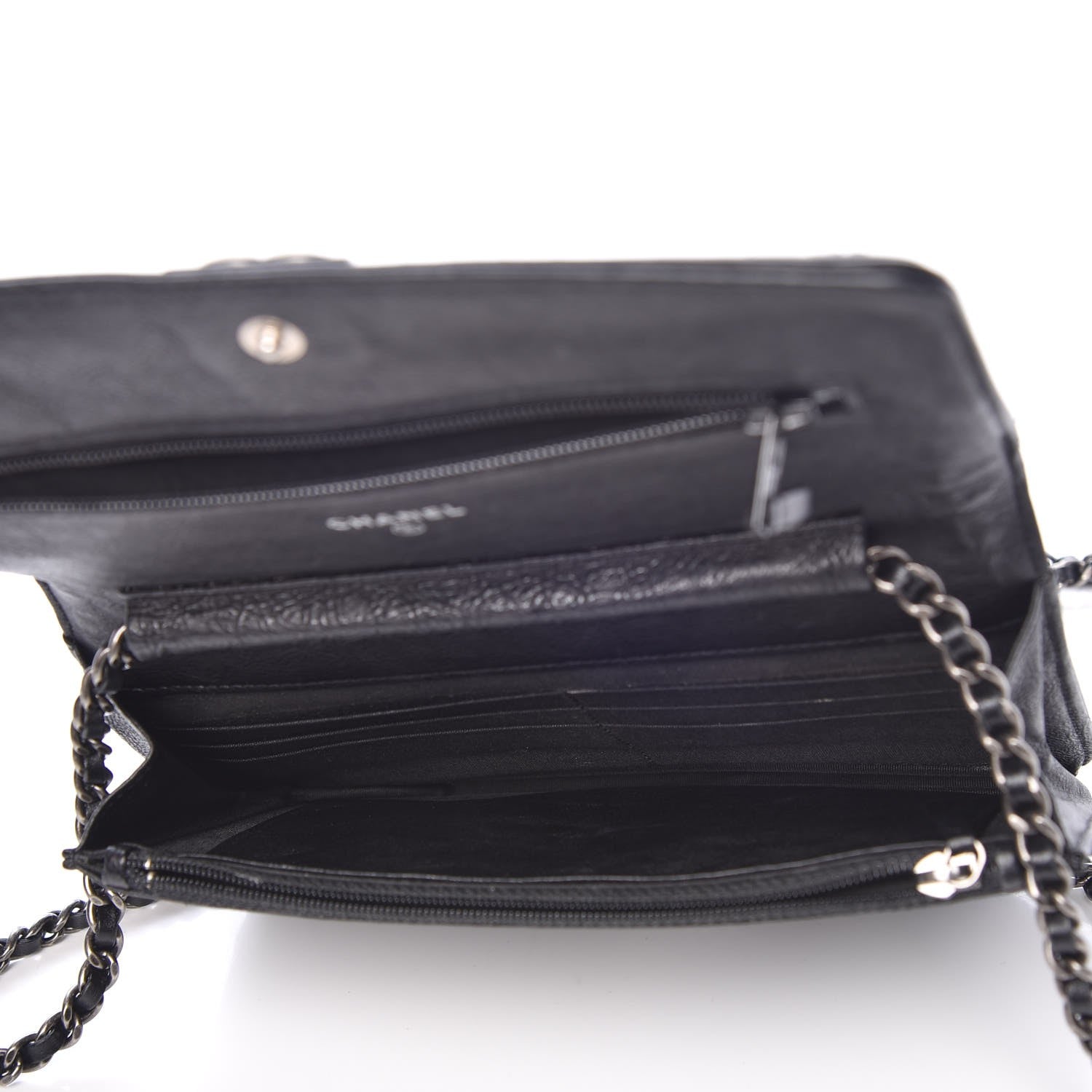 Chanel Calfskin Quilted Chain Around Boy Wallet On Chain WOC Black 5 of 11