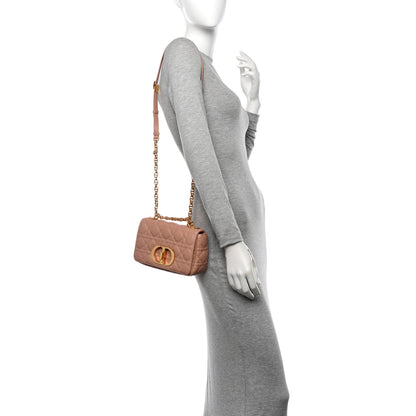 Christian Dior Grained Calfskin Cannage Small Caro Bag Rose De Vents 2 of 11