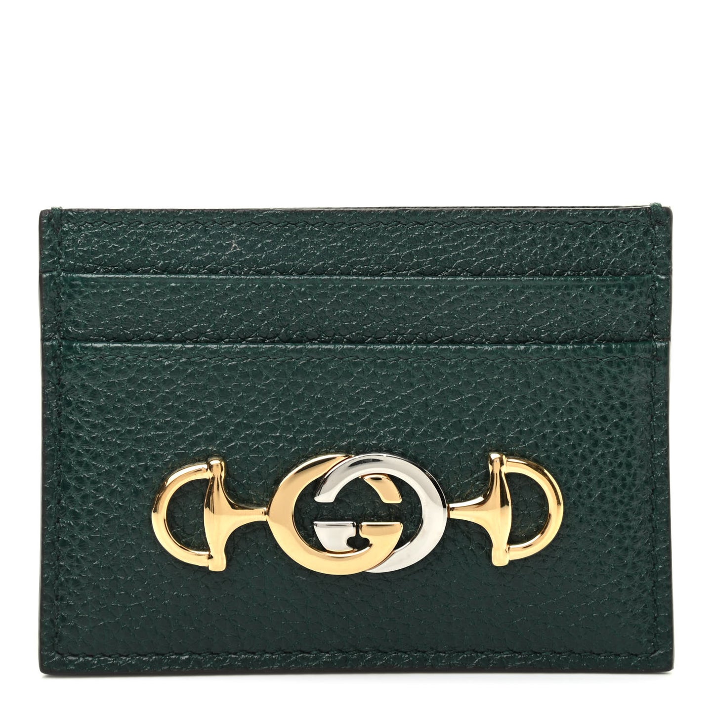 Grainy Calfskin Zumi Card Holder Vintage Green