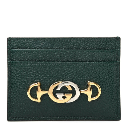 Gucci Grainy Calfskin Zumi Card Holder Vintage Green 1 of 6