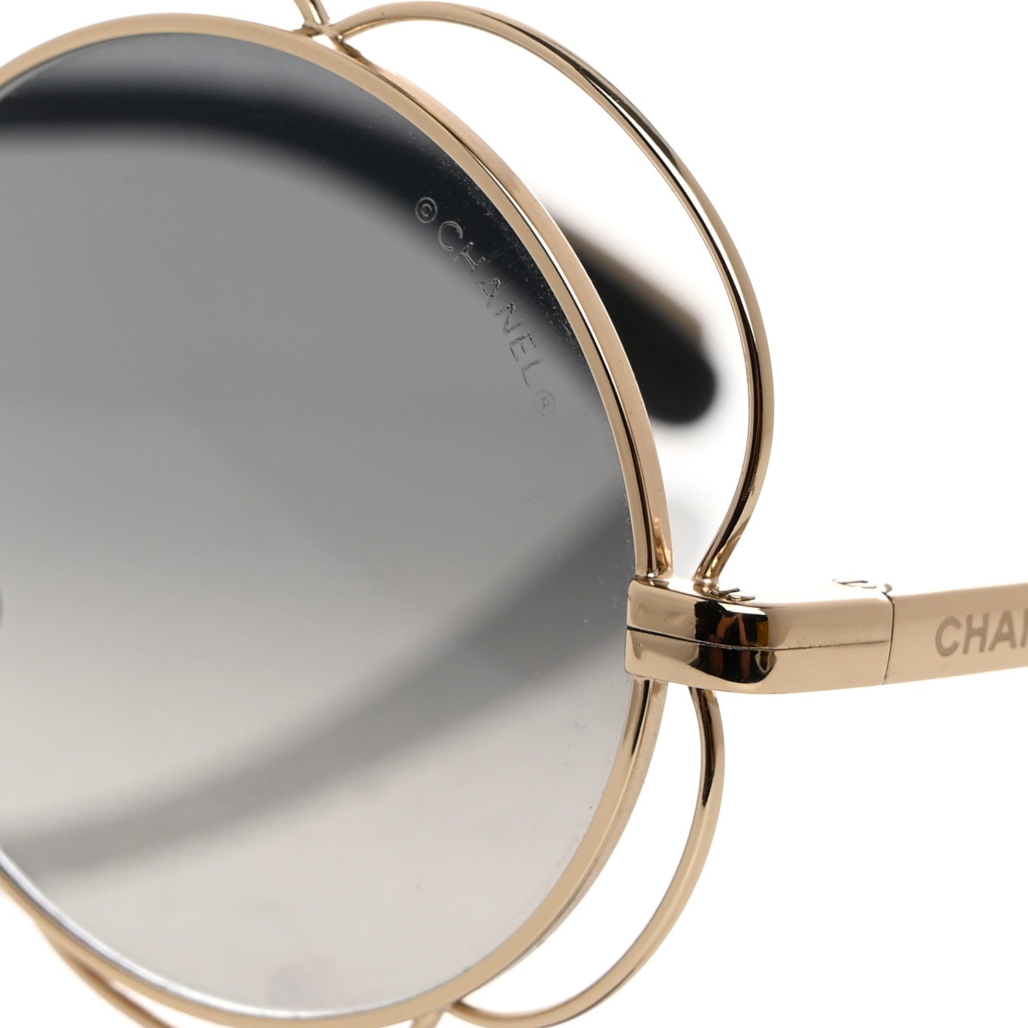 Chanel Metal Round Camellia Sunglasses 71573 Gold 7 of 7