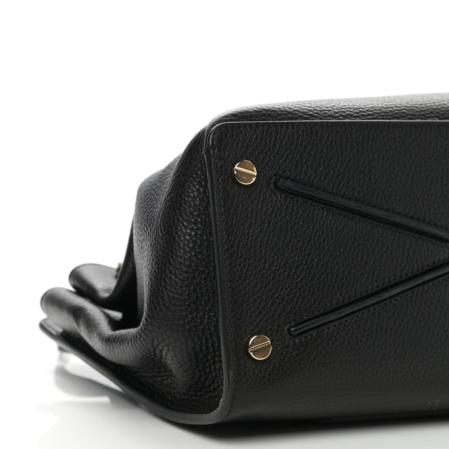 Pebbled Calfskin Large JoyLock Satchel Black