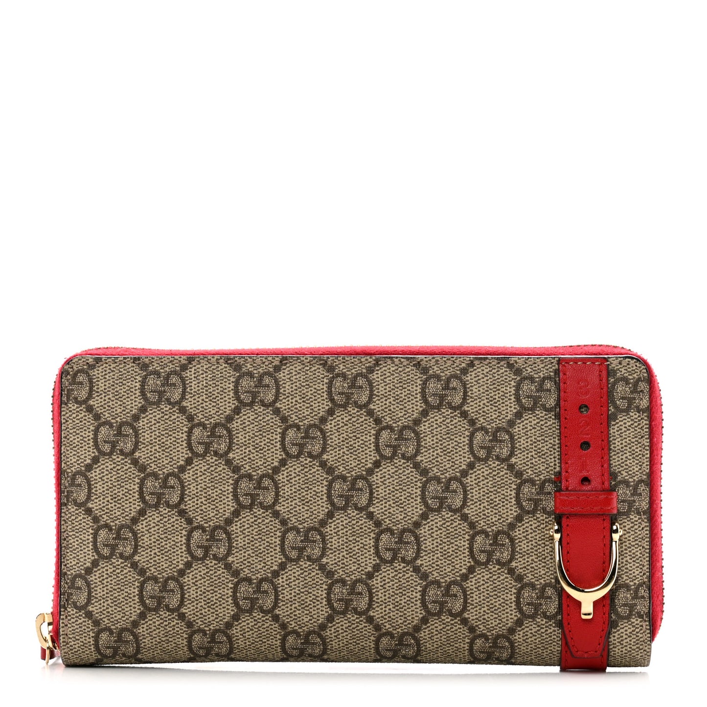 GG Supreme Monogram Nice Zip Around Wallet Tabasco Red