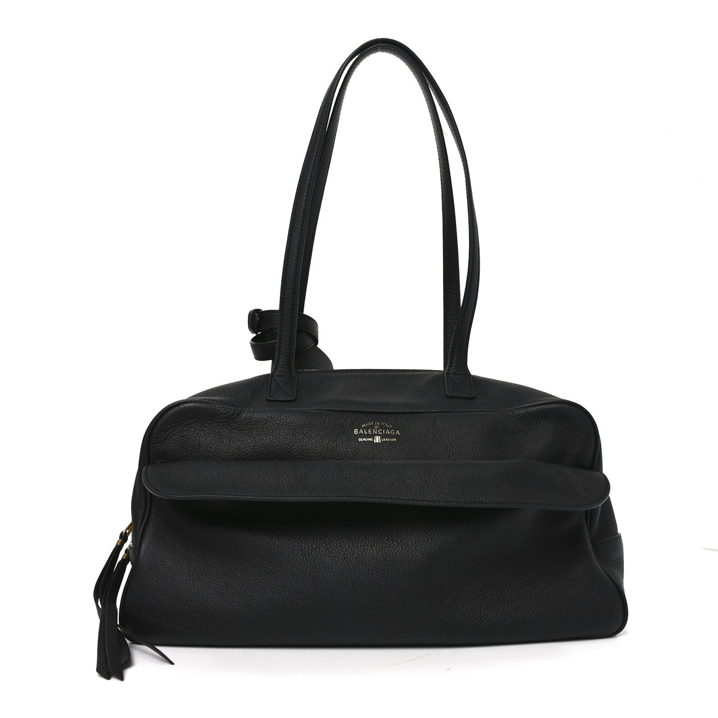 Grained Calfskin Medium Carrie Bowling Bag Black