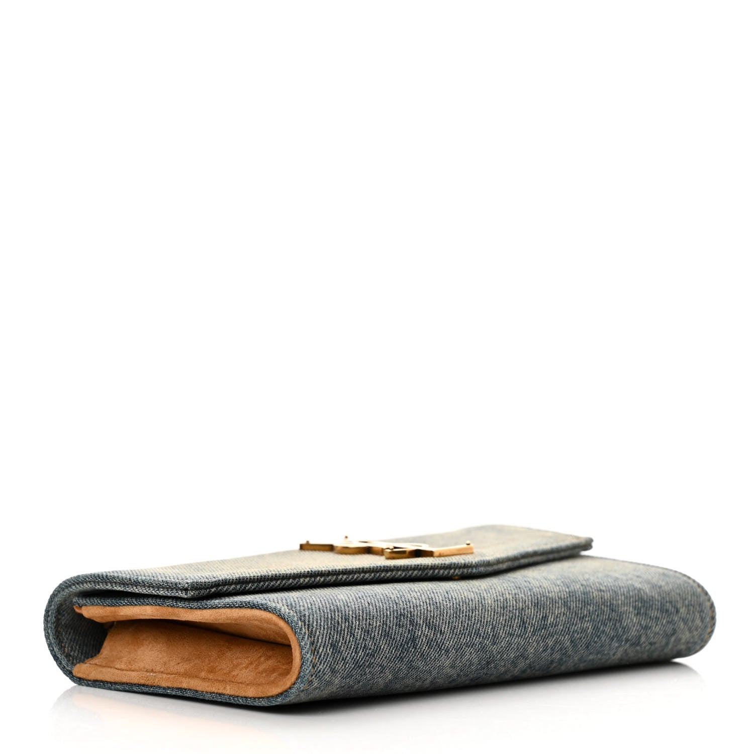 Saint Laurent Denim Monogram Chain Wallet Rodeo Blue Cinnamon 5 of 10