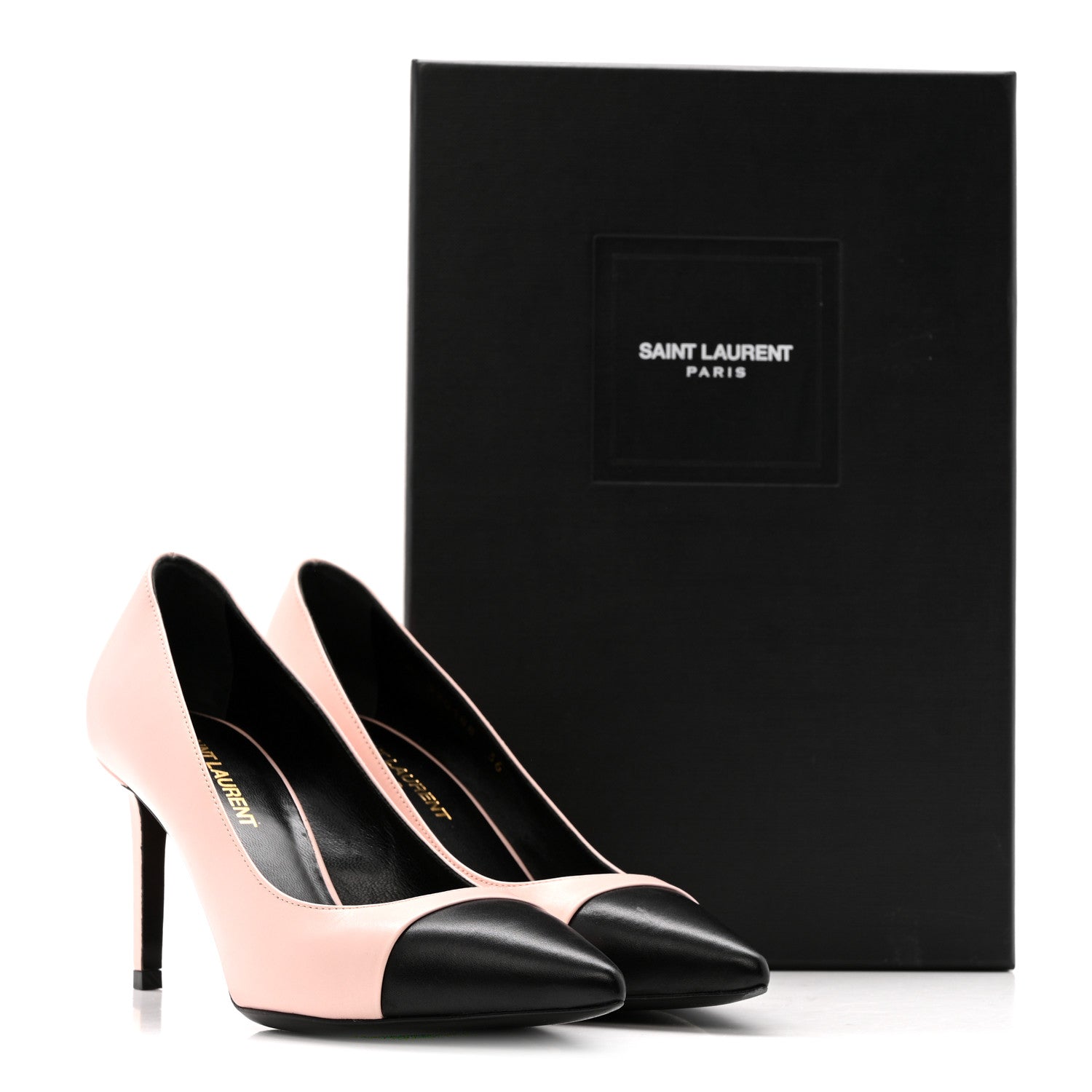 Saint Laurent Calfskin Bi-Color Cap Toe 85 Pumps 36 Rose Pale 12 of 12
