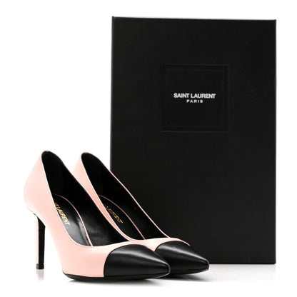Saint Laurent Calfskin Bi-Color Cap Toe 85 Pumps 36 Rose Pale 12 of 12