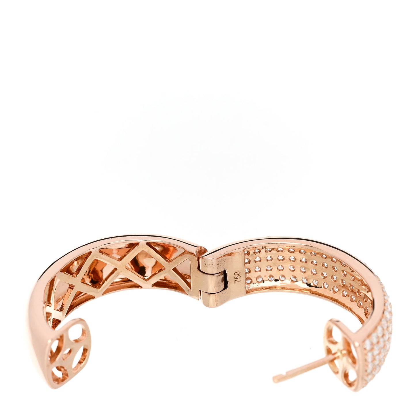 18K Rose Gold Diamond 2.25ctw Pave Hoop Earrings