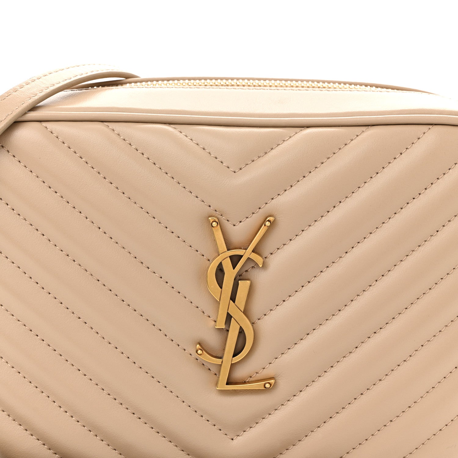 Saint Laurent Calfskin Matelasse Monogram Lou Camera Bag Dark Beige 8 of 12