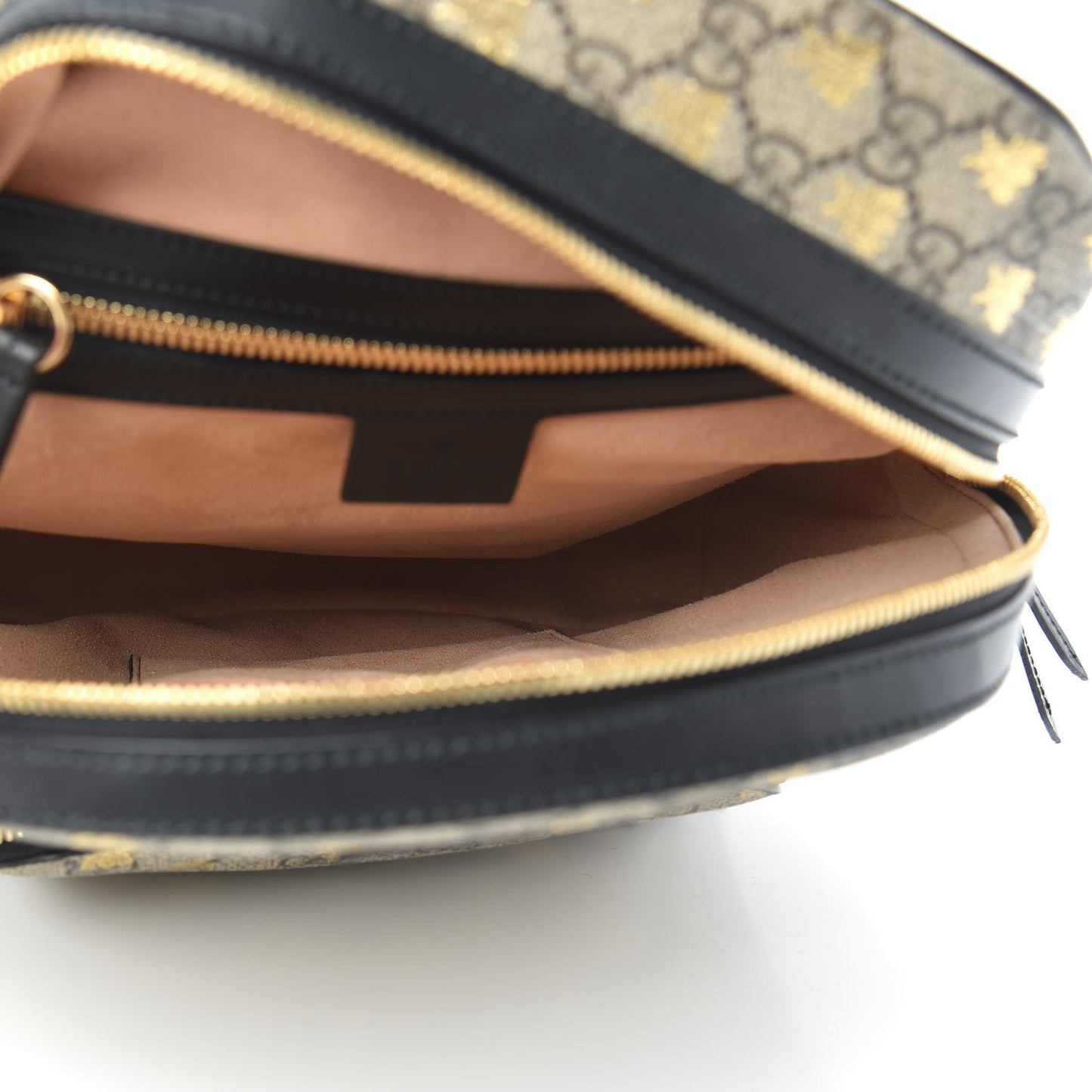 GG Supreme Monogram Bees Print Small Day Backpack Beige Oro Black