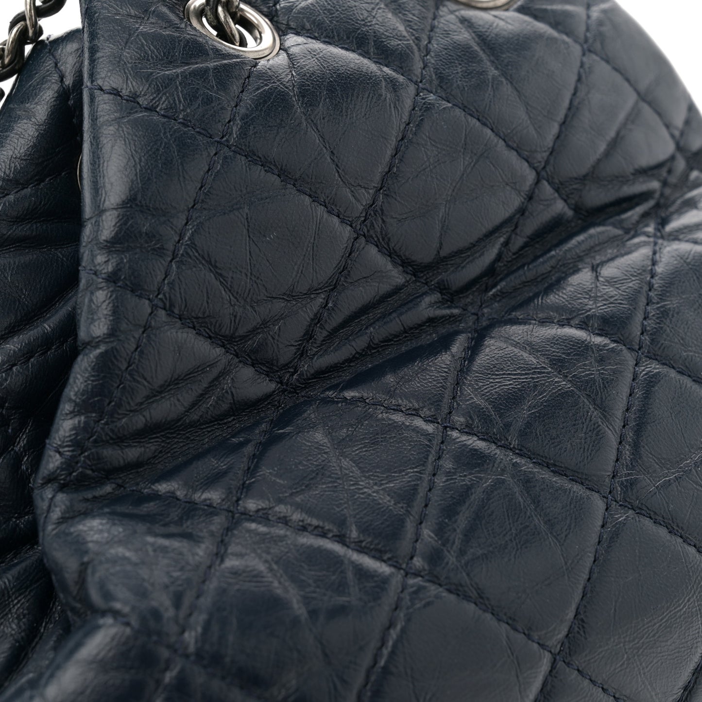 Aged Calfskin Quilted Gabrielle Backpack Navy Black