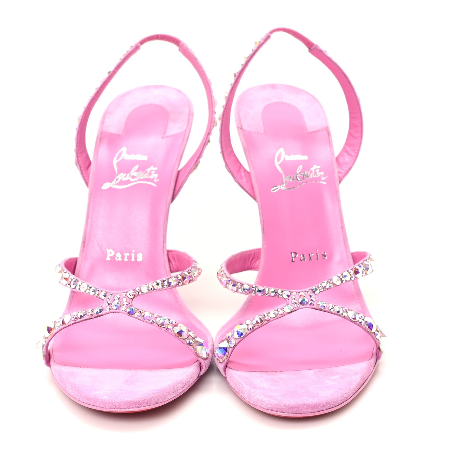 Veau Velours Crystal Embellished Emilie 10 Sandals 40 Pink