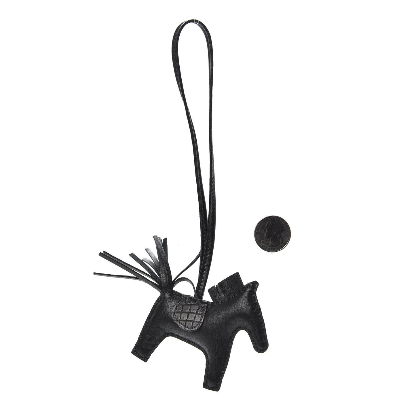 Milo Lambskin Matte Alligator Touch Grigri Rodeo Horse Bag Charm PM So Black