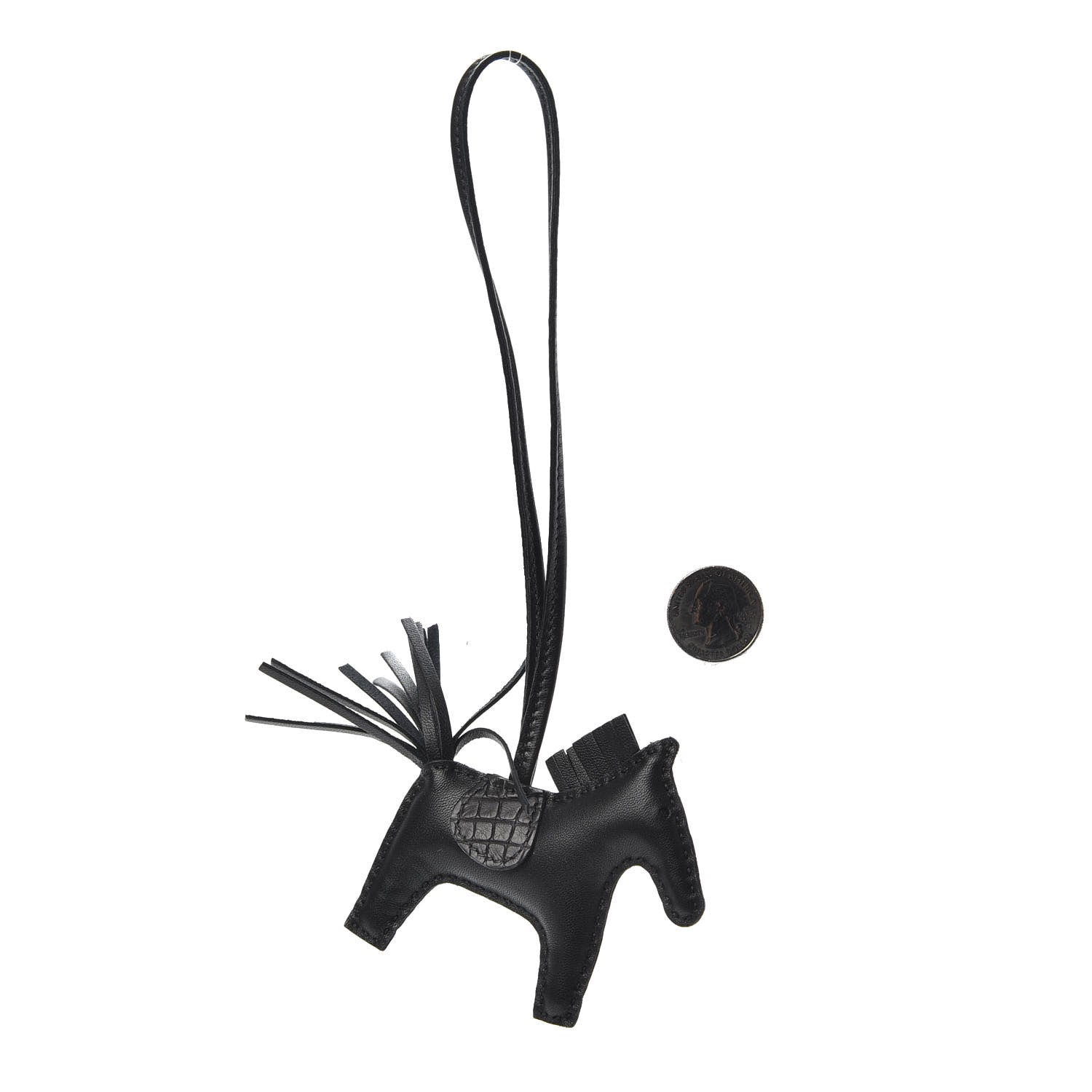 Hermes Milo Lambskin Matte Alligator Touch Grigri Rodeo Horse Bag Charm PM So Black 2 of 3
