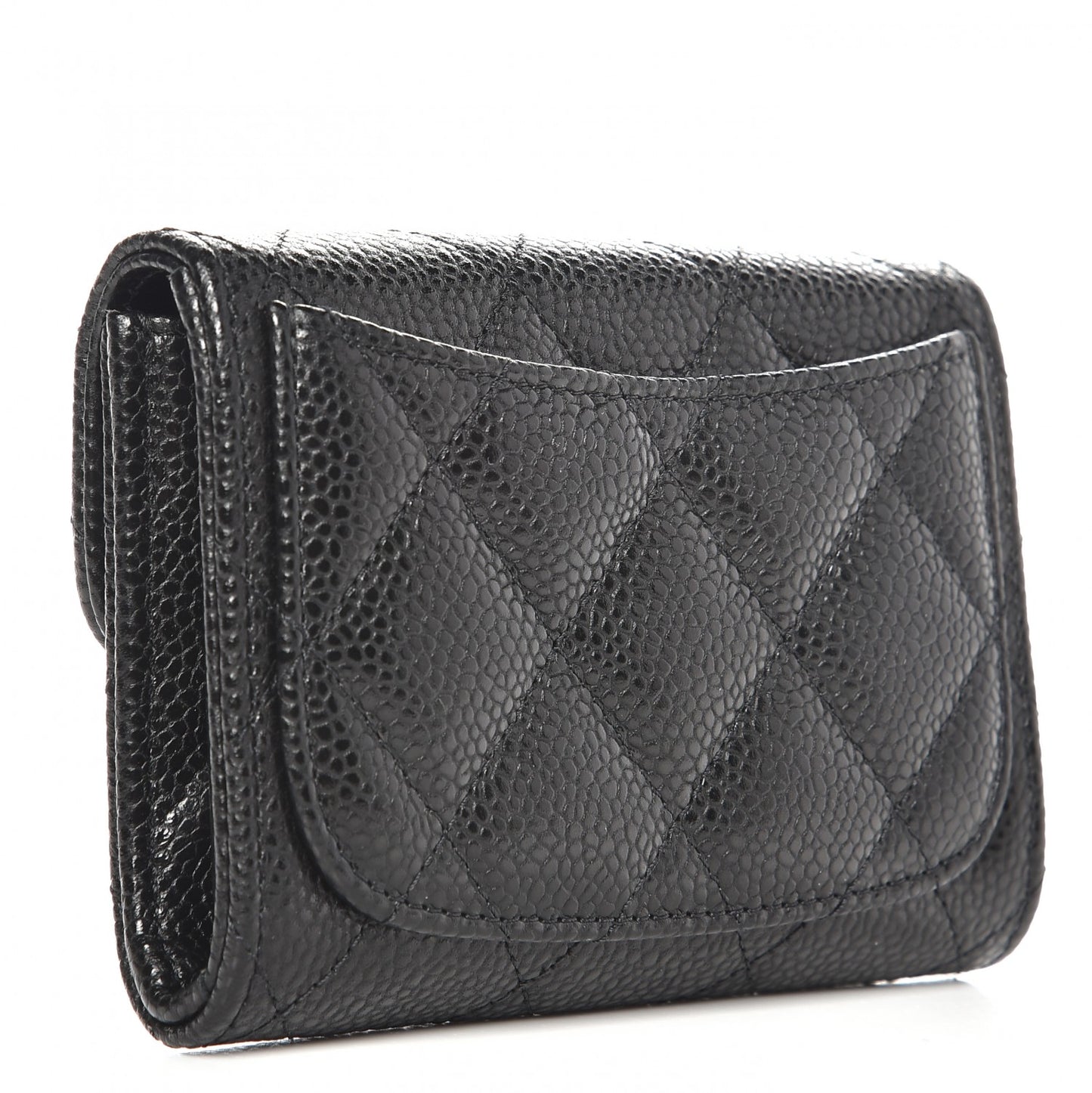 Caviar Quilted Card Holder Wallet Black