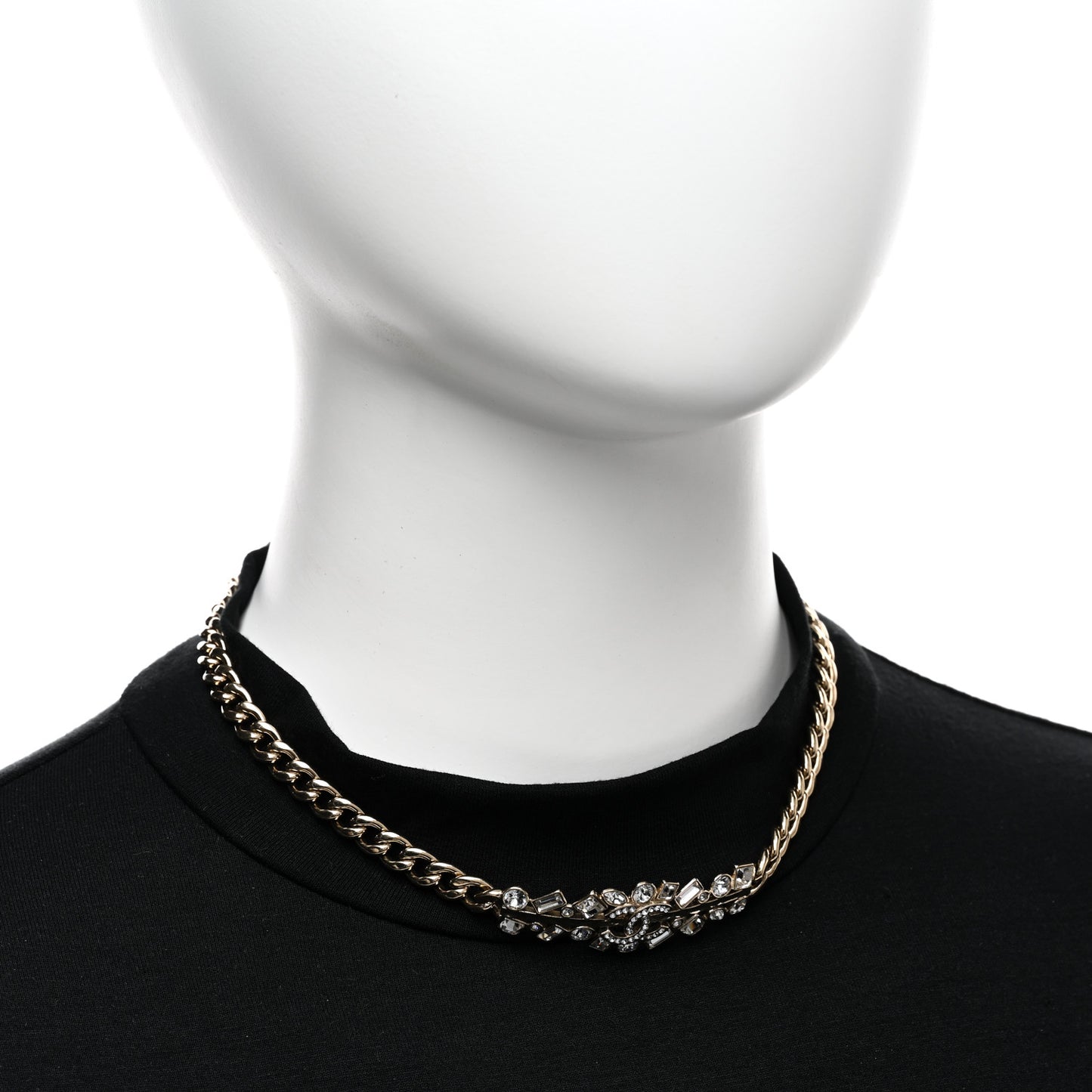 Crystal CC Link Choker Necklace Gold