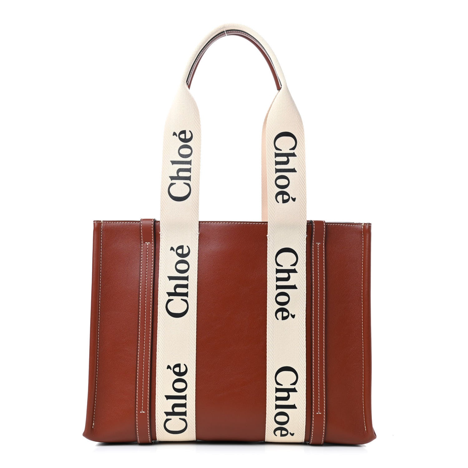 Chloe Calfskin Medium Woody Ribbon Tote Sepia Brown 1 of 8