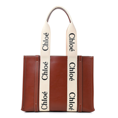 Chloe Calfskin Medium Woody Ribbon Tote Sepia Brown 1 of 8