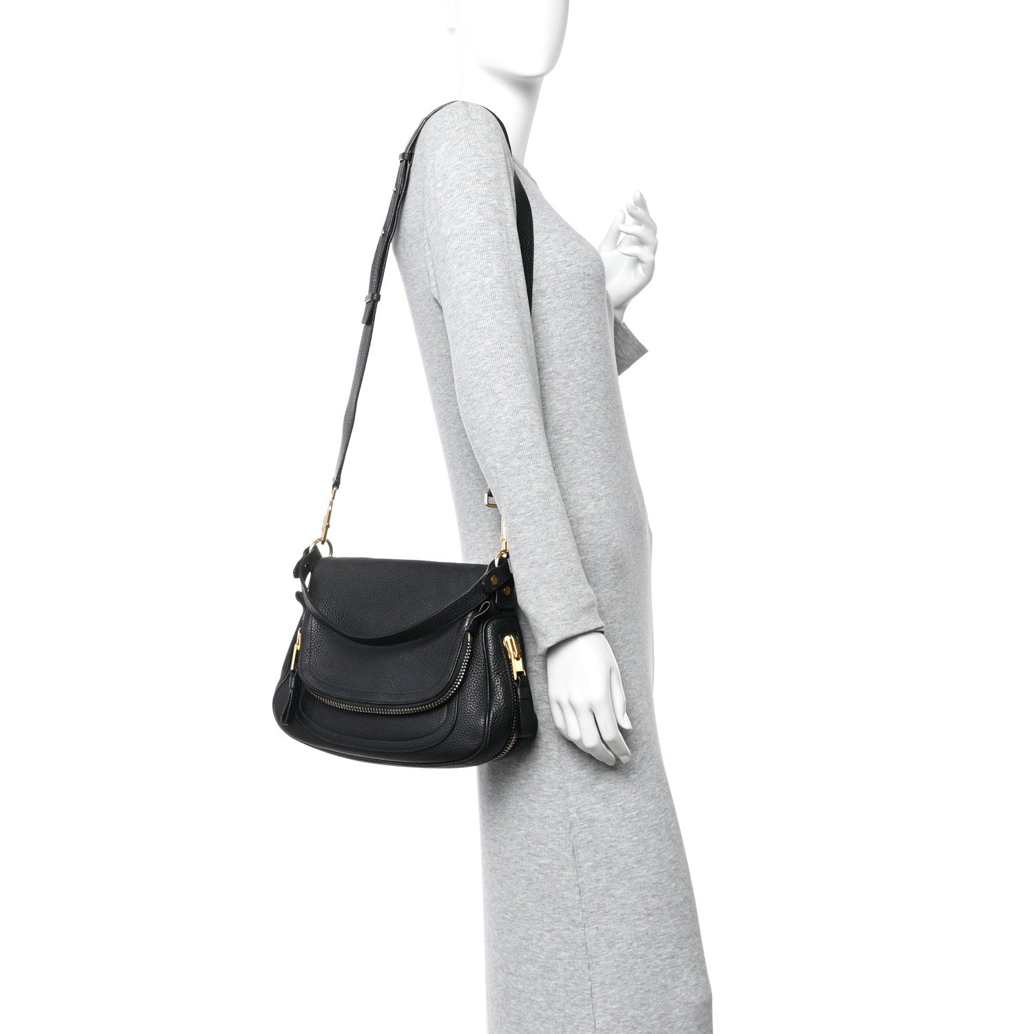 Tom Ford Grained Calfskin Medium Jennifer Crossbody Bag Black 2 of 10