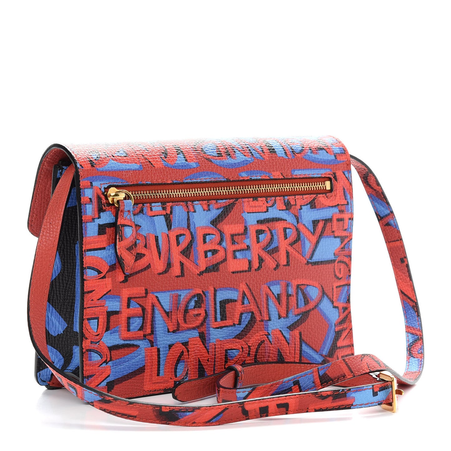 Calfskin Graffiti Print Small Macken Crossbody Bag Black