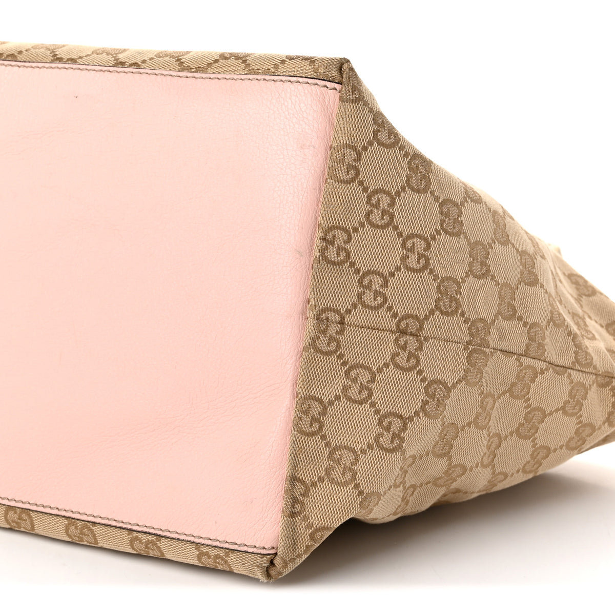 Gucci GG Monogram Medium Web Handle Bucket Tote Pink Blue 10 of 12