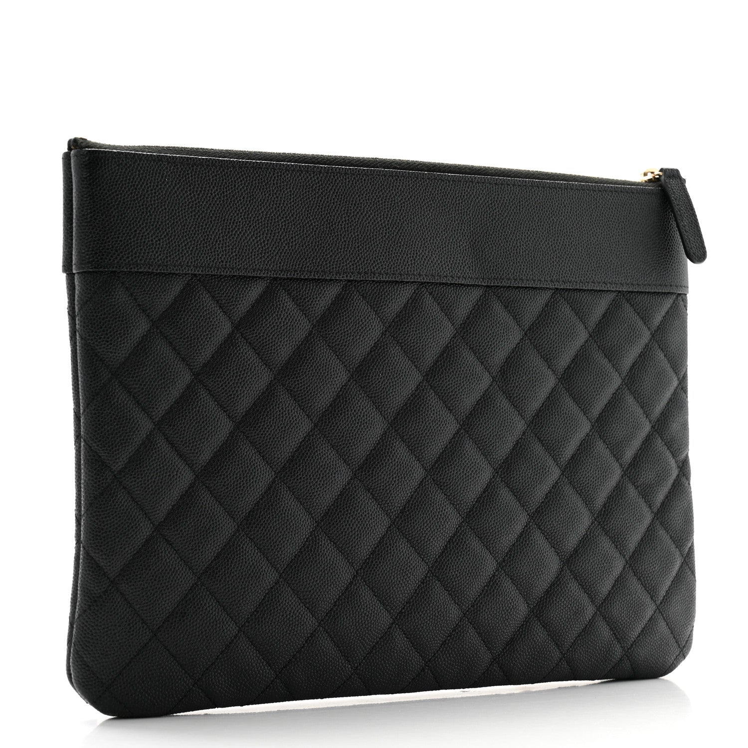 Chanel Caviar Quilted Mademoiselle Vintage Large Zip Pouch Black 3 of 9