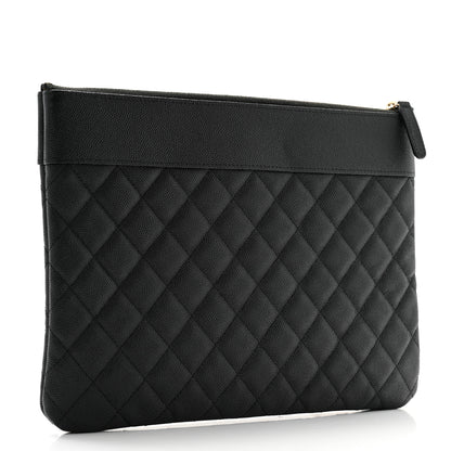 Chanel Caviar Quilted Mademoiselle Vintage Large Zip Pouch Black 3 of 9