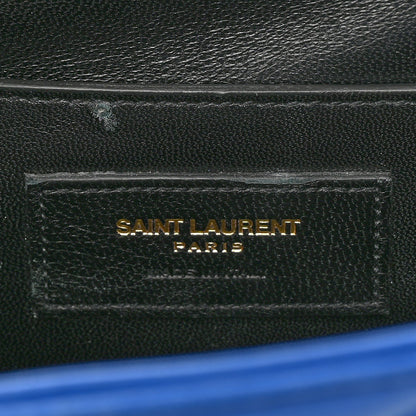 Saint Laurent SAINT LAURENT Lambskin Matelasse Chevron Small Monogram Satchel Royal Blue 7 of 11