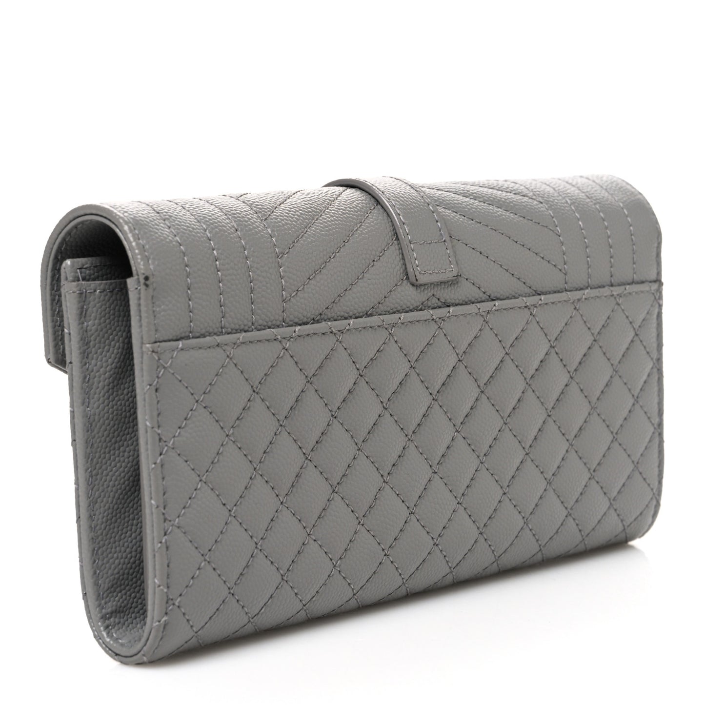 Grain De Poudre Mixed Matelasse Triquilt Large Monogram Wallet Stone