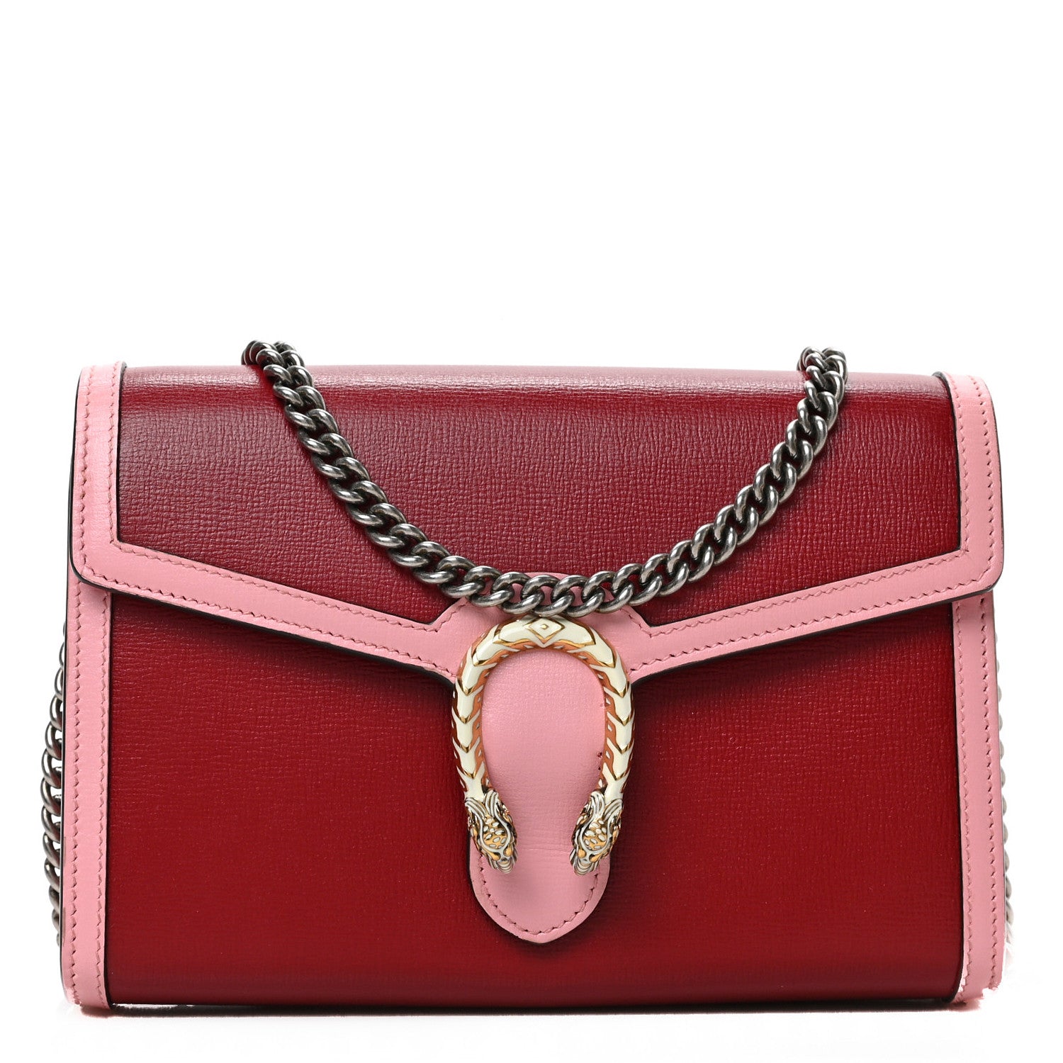 Gucci Azalea Calfskin Enamel Mini Dionysus Chain Wallet New Cherry Red Wild Rose Off White 1 of 8