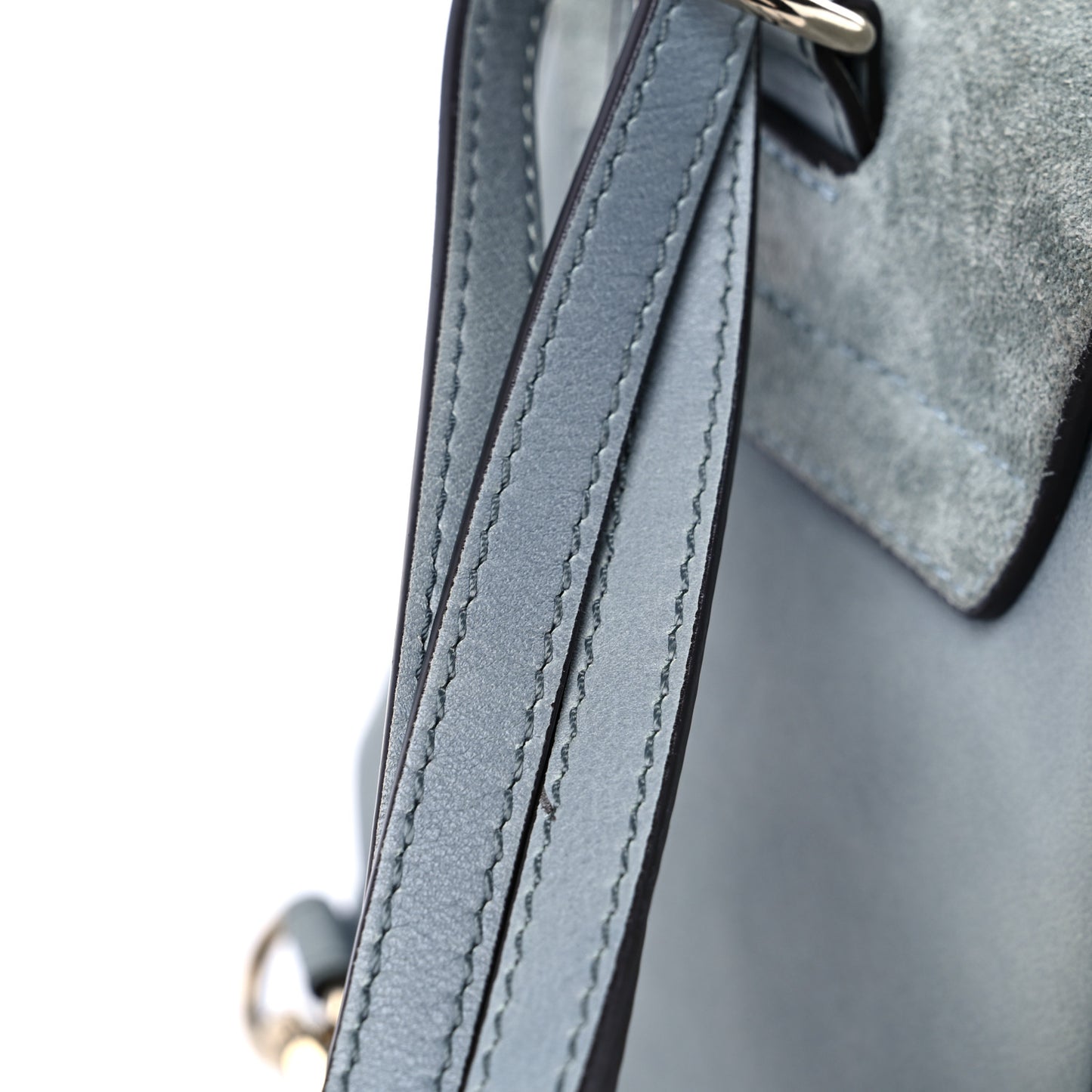 Suede Calfskin Mini Faye Backpack Washed Blue