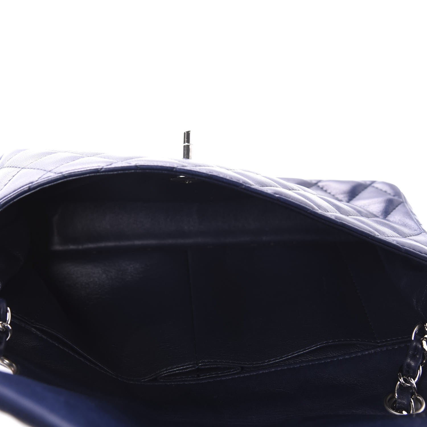 Chanel Lambskin Quilted East West Flap Navy 5 of 10