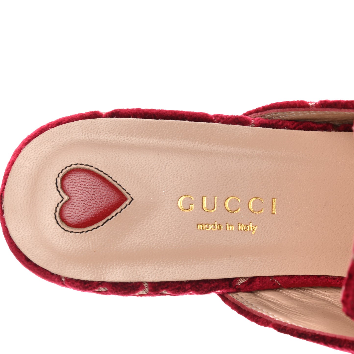 Velvet GG Monogram Womens Princetown Slippers 36.5 Red Cipria