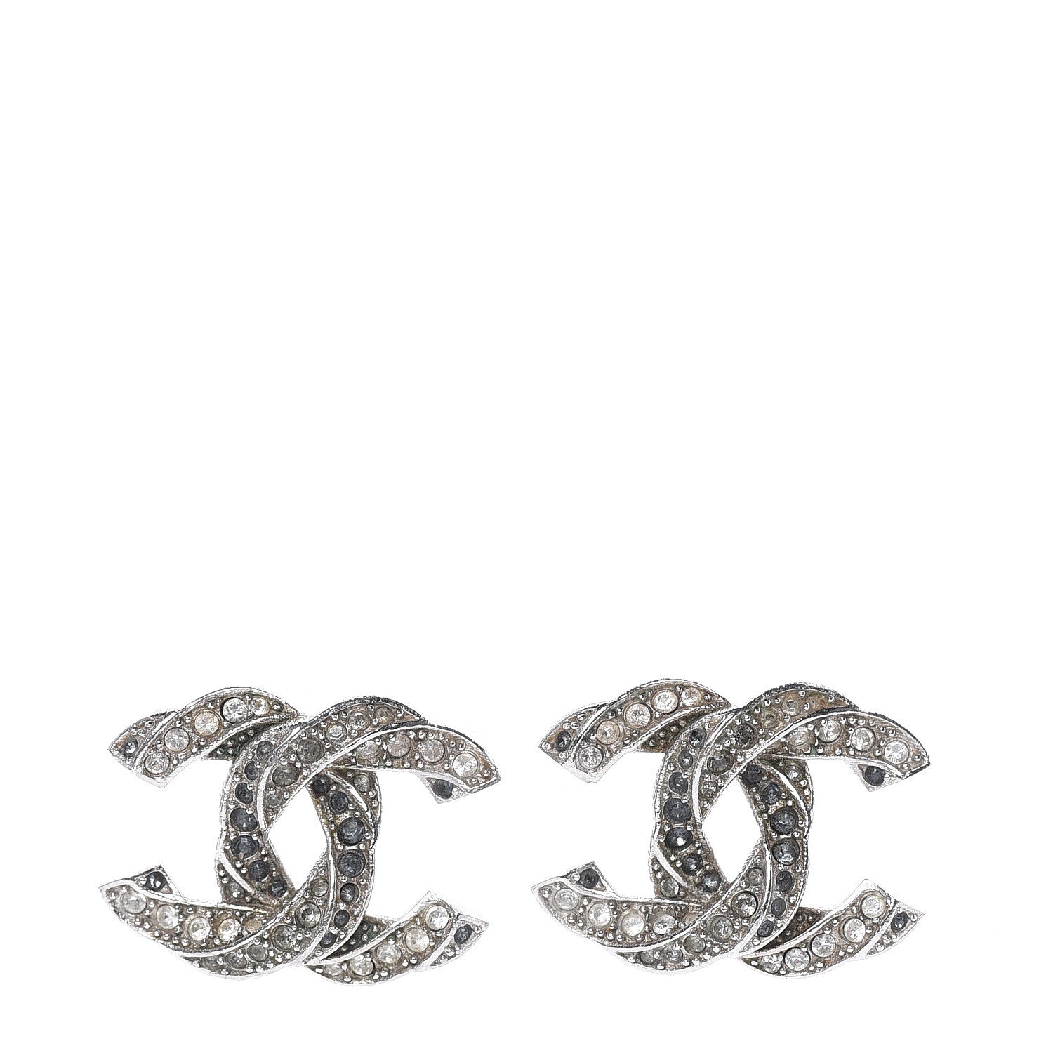 Chanel Crystal CC Earrings Silver 1 of 6