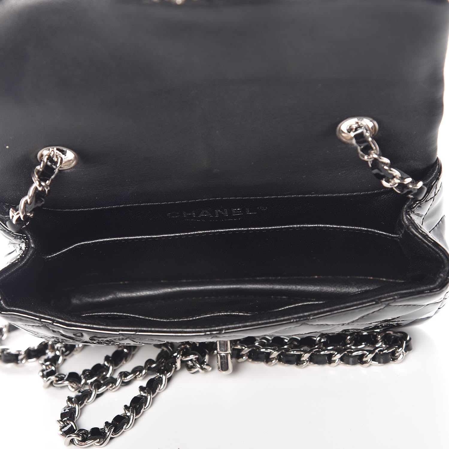 Chanel Patent Calfskin Quilted Extra Mini Rectangular Flap Black 5 of 9