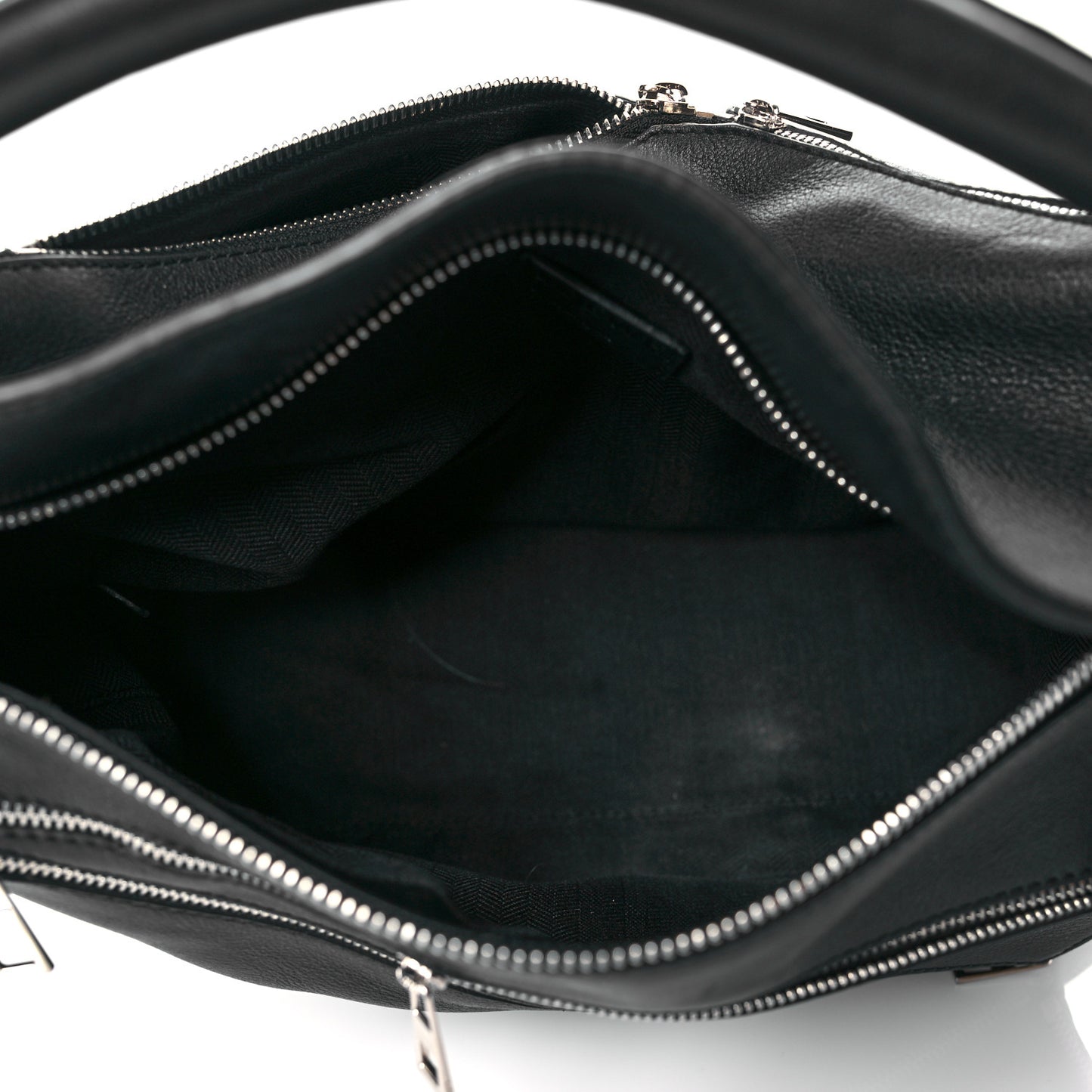 Calfskin Zipper Puzzle Bag Black