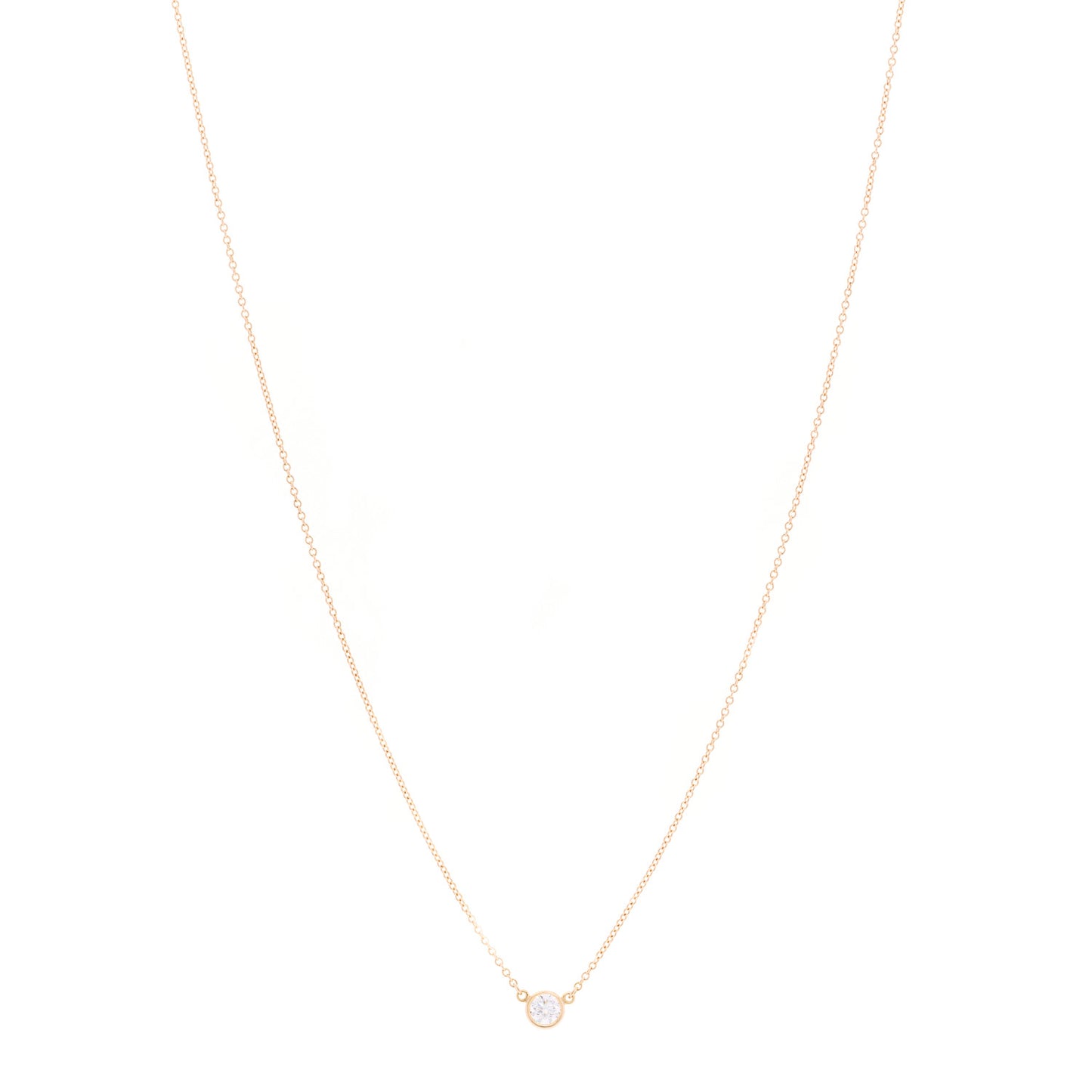 18K Rose Gold Diamond .21ct Elsa Peretti Diamonds by the Yard Pendant Necklace
