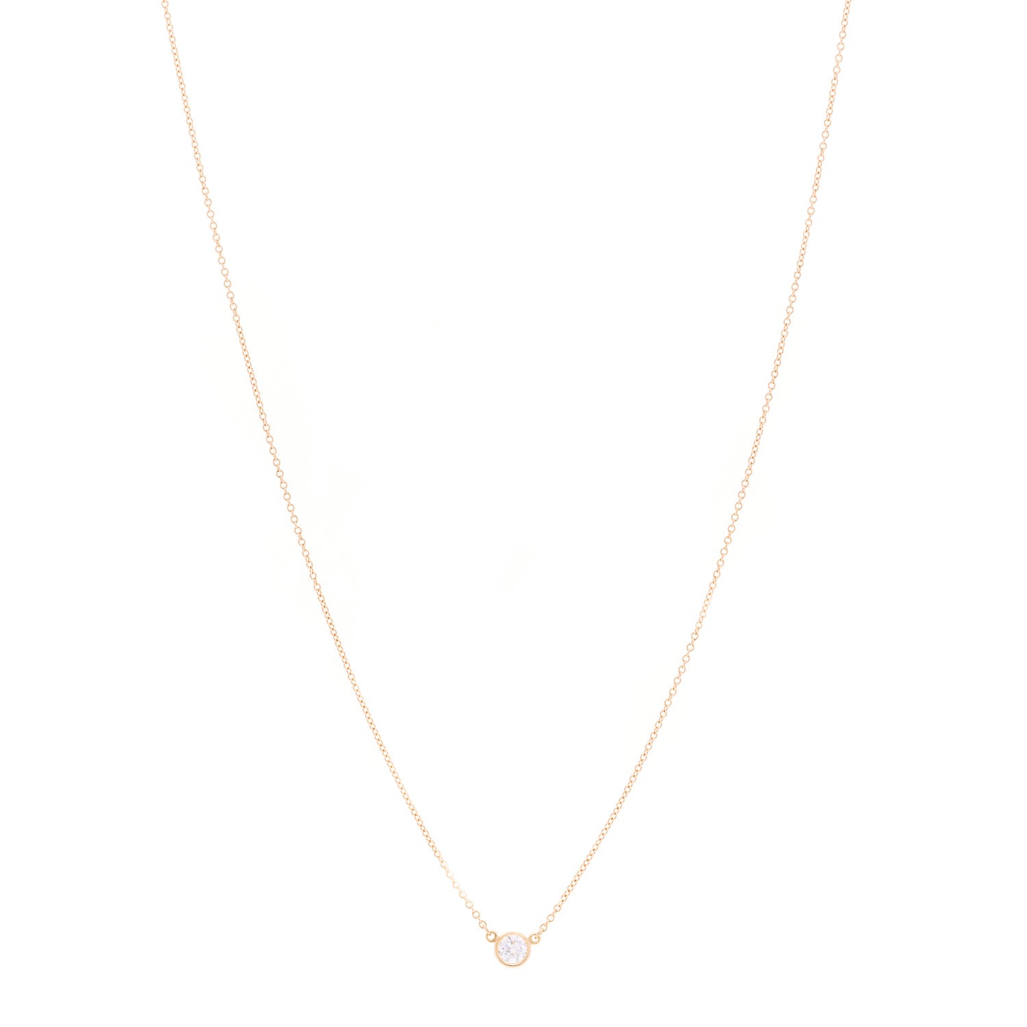 Tiffany 18K Rose Gold Diamond .21ct Elsa Peretti Diamonds by the Yard Pendant Necklace 1 of 5