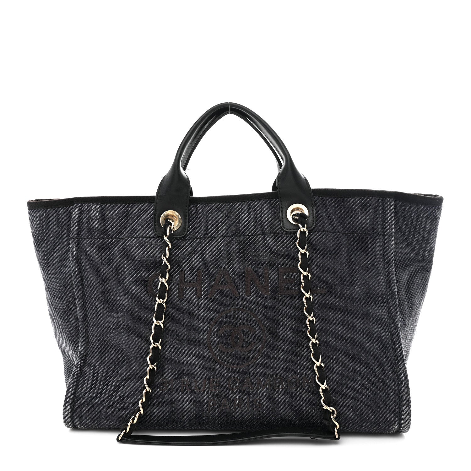 Chanel Woven Straw Raffia Medium Deauville Tote Black 1 of 10