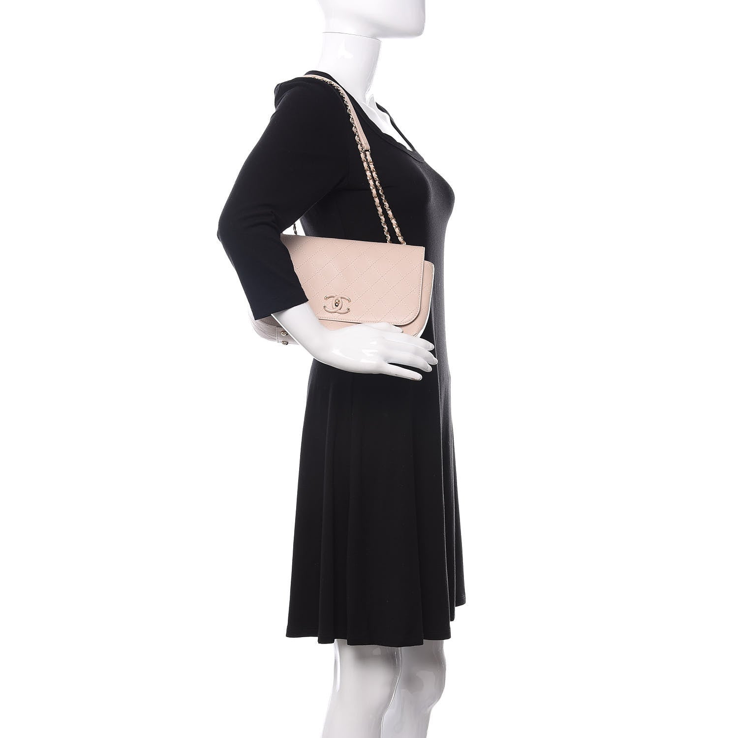 Chanel Calfskin Stitched Medium Covered CC Flap Bag Light Pink 2 of 12