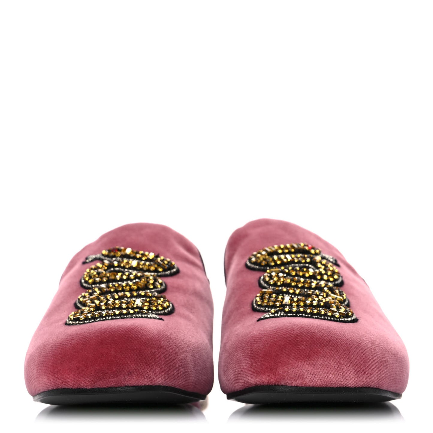 Velvet Crystal Snake Embroidered Womens Slippers 36 Tibet Red