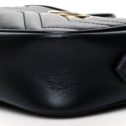 Gucci Calfskin Matelasse Mini GG Marmont Chain Shoulder Bag Black 11 of 12