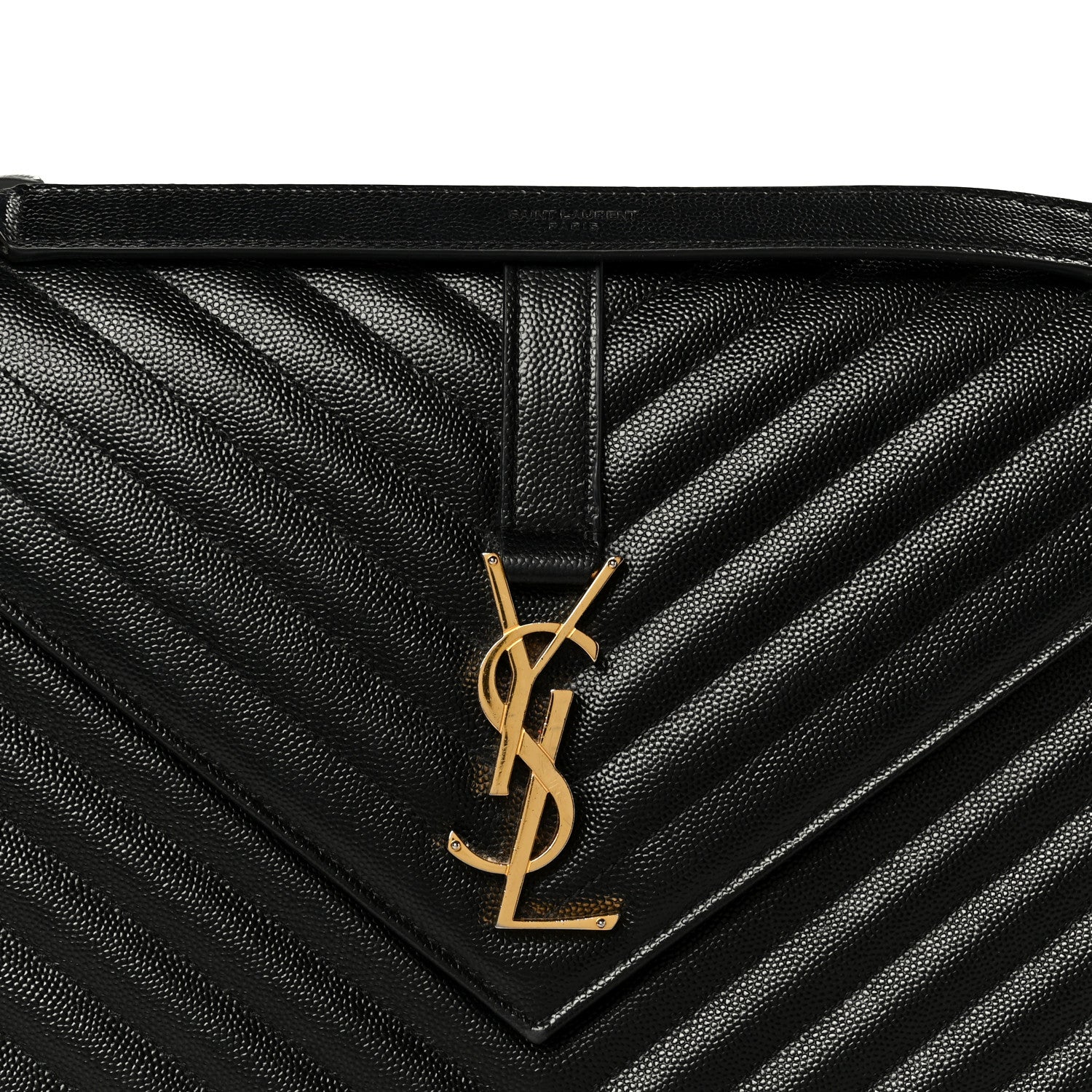 Saint Laurent Grain De Poudre Matelasse Chevron Large Monogram Satchel Black 9 of 11