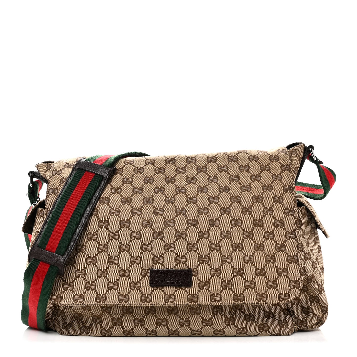 Monogram Web Messenger Diaper Bag Brown