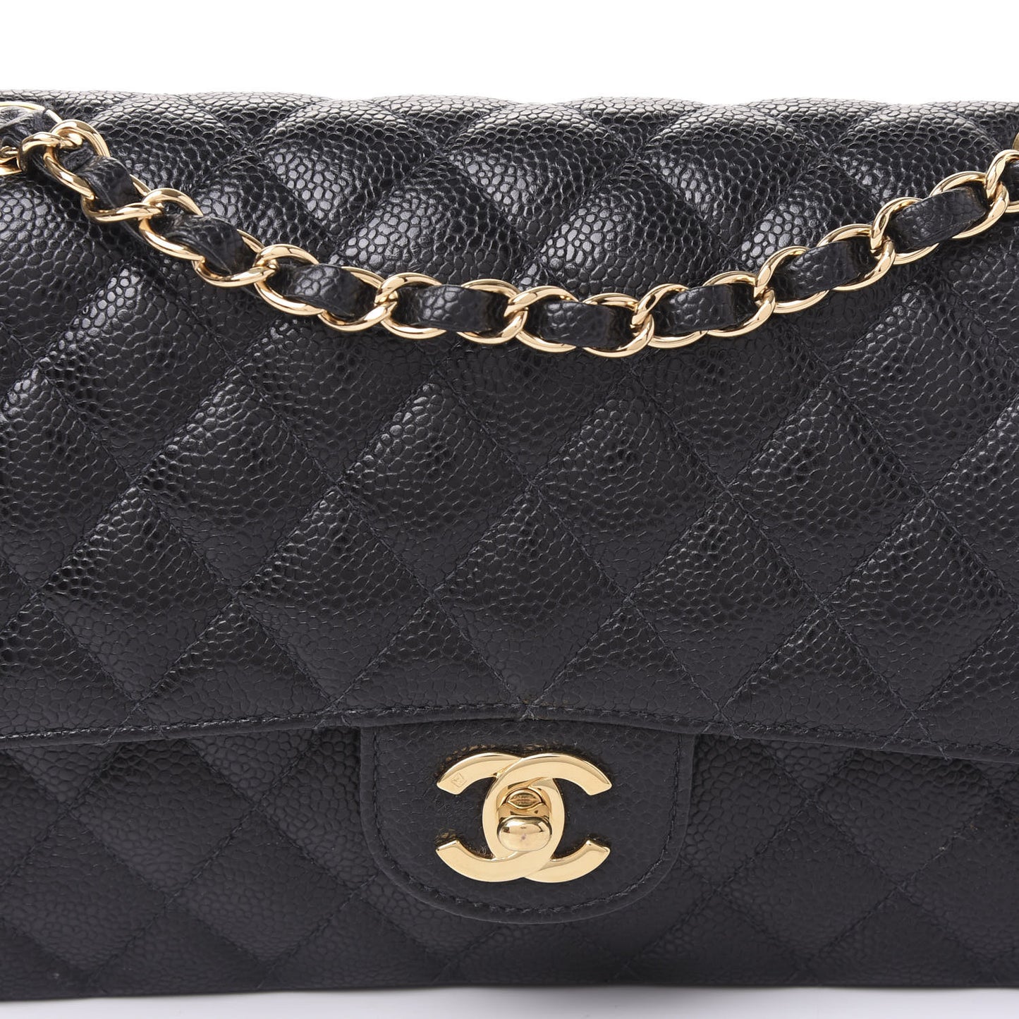 Caviar Quilted Medium Double Flap Black